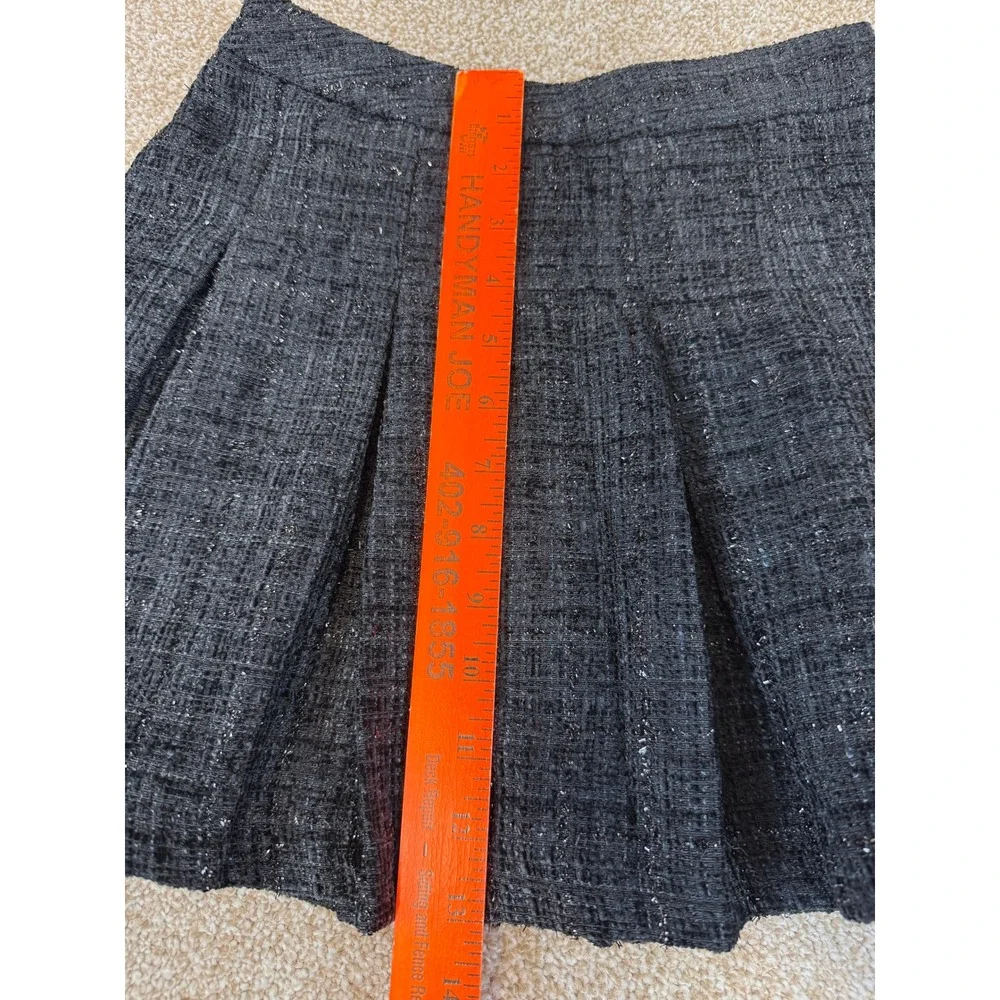 Dazy Black Metallic Tweed Pleated Skort Womens XS High Waist Skirt Sparkle Party